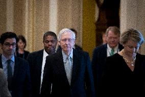 Mitch McConnell Heads To A Meeting - Washington