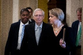 Mitch McConnell Heads To A Meeting - Washington