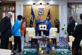Macron Meets Governor-General Bob Dadae - Papua New Guinea