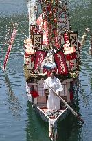 Decorated boat in western Japan festival