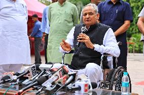 Rajasthan CM Ashok Gehlot At 'Labharthi Samvad' In Jaipur