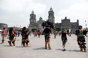 Dancers Celebrate The 698th Anniversary Of The Founding Of Mexico - Tenochtitlan