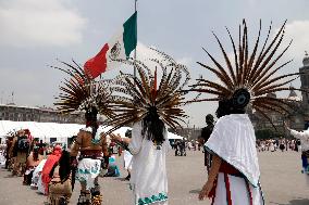 Dancers Celebrate The 698th Anniversary Of The Founding Of Mexico - Tenochtitlan