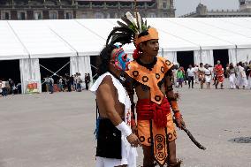 Dancers Celebrate The 698th Anniversary Of The Founding Of Mexico - Tenochtitlan