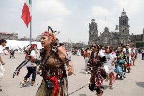 Dancers Celebrate The 698th Anniversary Of The Founding Of Mexico - Tenochtitlan