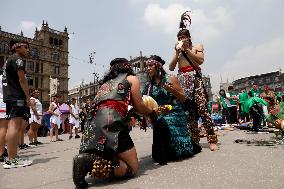 Dancers Celebrate The 698th Anniversary Of The Founding Of Mexico - Tenochtitlan