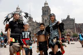 Dancers Celebrate The 698th Anniversary Of The Founding Of Mexico - Tenochtitlan