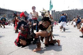 Dancers Celebrate The 698th Anniversary Of The Founding Of Mexico - Tenochtitlan