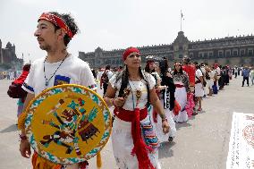 Dancers Celebrate The 698th Anniversary Of The Founding Of Mexico - Tenochtitlan