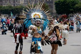 Dancers Celebrate The 698th Anniversary Of The Founding Of Mexico - Tenochtitlan