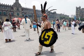 Dancers Celebrate The 698th Anniversary Of The Founding Of Mexico - Tenochtitlan