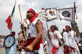 Dancers Celebrate The 698th Anniversary Of The Founding Of Mexico - Tenochtitlan