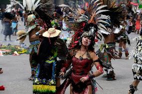 Dancers Celebrate The 698th Anniversary Of The Founding Of Mexico - Tenochtitlan