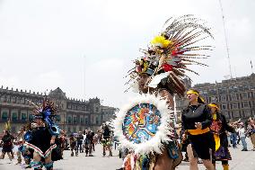 Dancers Celebrate The 698th Anniversary Of The Founding Of Mexico - Tenochtitlan