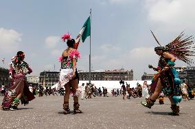 Dancers Celebrate The 698th Anniversary Of The Founding Of Mexico - Tenochtitlan