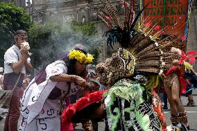 Dancers Celebrate The 698th Anniversary Of The Founding Of Mexico - Tenochtitlan