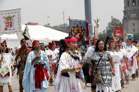 Dancers Celebrate The 698th Anniversary Of The Founding Of Mexico - Tenochtitlan