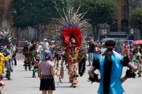 Dancers Celebrate The 698th Anniversary Of The Founding Of Mexico - Tenochtitlan