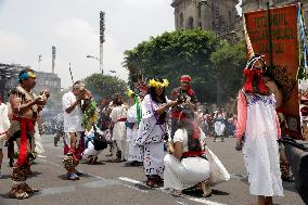 Dancers Celebrate The 698th Anniversary Of The Founding Of Mexico - Tenochtitlan