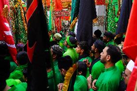 Indian Muslims Participate In A Procession In Memory Of Abbas Alamdar - Rajasthan
