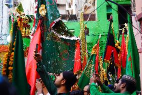 Indian Muslims Participate In A Procession In Memory Of Abbas Alamdar - Rajasthan