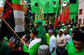 Indian Muslims Participate In A Procession In Memory Of Abbas Alamdar - Rajasthan