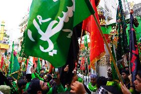 Indian Muslims Participate In A Procession In Memory Of Abbas Alamdar - Rajasthan
