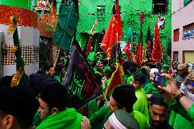 Indian Muslims Participate In A Procession In Memory Of Abbas Alamdar - Rajasthan