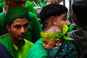Indian Muslims Participate In A Procession In Memory Of Abbas Alamdar - Rajasthan