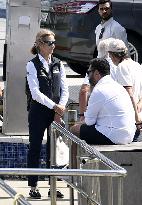 Juan Carlos And Infanta Elena arrive at the port of Sanxenxo - Spain