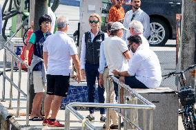 Juan Carlos And Infanta Elena arrive at the port of Sanxenxo - Spain