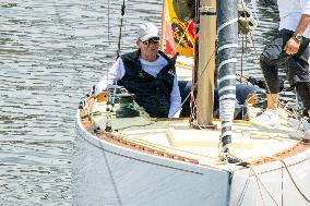 Juan Carlos And Infanta Elena arrive at the port of Sanxenxo - Spain