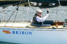 Juan Carlos And Infanta Elena arrive at the port of Sanxenxo - Spain