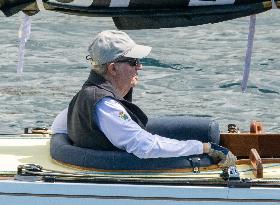 Juan Carlos And Infanta Elena arrive at the port of Sanxenxo - Spain