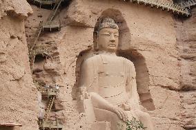 Maitreya Giant Buddha in Bingling Temple in Gansu, China