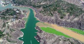 The Green Tao River And The Yellow River Meet in the Liujiaxia Reservoir Area