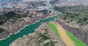 The Green Tao River And The Yellow River Meet in the Liujiaxia Reservoir Area