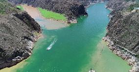 The Green Tao River And The Yellow River Meet in the Liujiaxia Reservoir Area