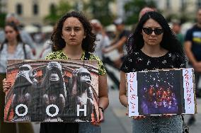 Free Ukrainian Prisoners Protest In Krakow