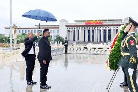 CHINA-BEIJING-GUYANESE PRESIDENT-MONUMENT-TRIBUTE (CN)