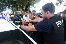 Protest against arrival of Russian cruise ship in Batumi