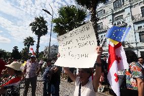 Protest against arrival of Russian cruise ship in Batumi