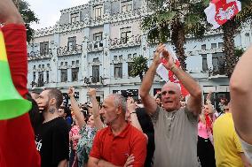 Protest against arrival of Russian cruise ship in Batumi