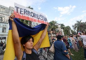 Protest against arrival of Russian cruise ship in Batumi