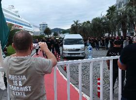 Protest against arrival of Russian cruise ship in Batumi