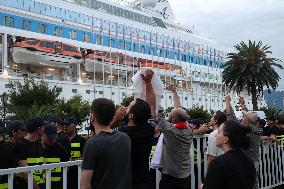 Protest against arrival of Russian cruise ship in Batumi