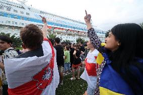 Protest against arrival of Russian cruise ship in Batumi