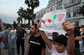 Protest against arrival of Russian cruise ship in Batumi