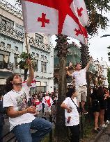 Protest against arrival of Russian cruise ship in Batumi