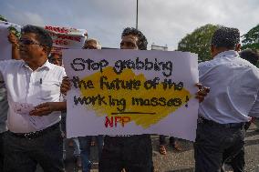 The National People's Movement's (NPP) Protest Against Crippling The Employees Provident Funds In Colombo